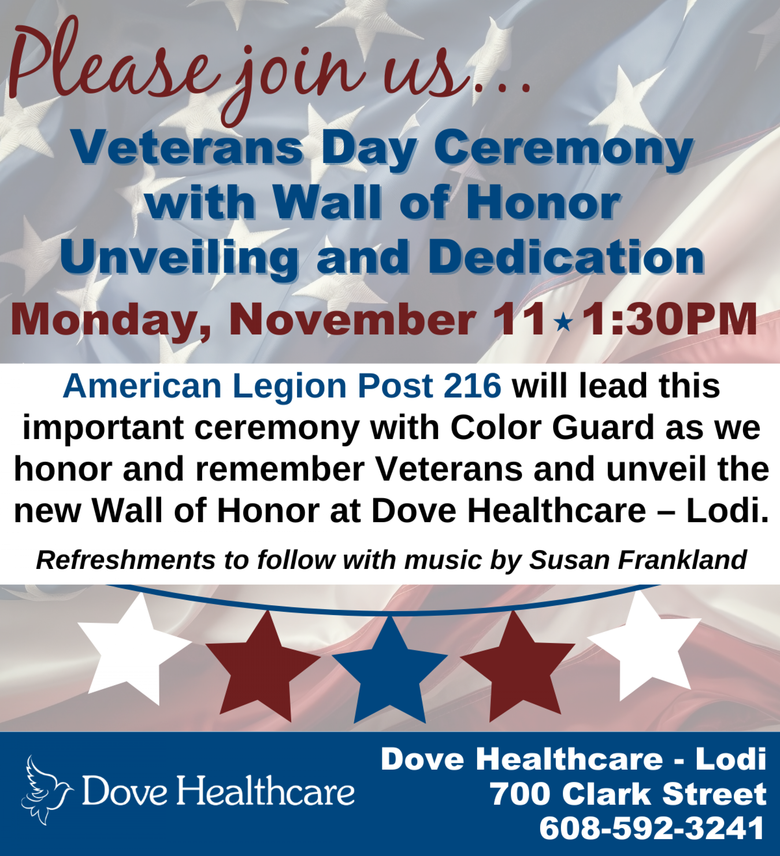 Veterans Day Ceremony with Wall of Honor Dedication in Lodi, WI