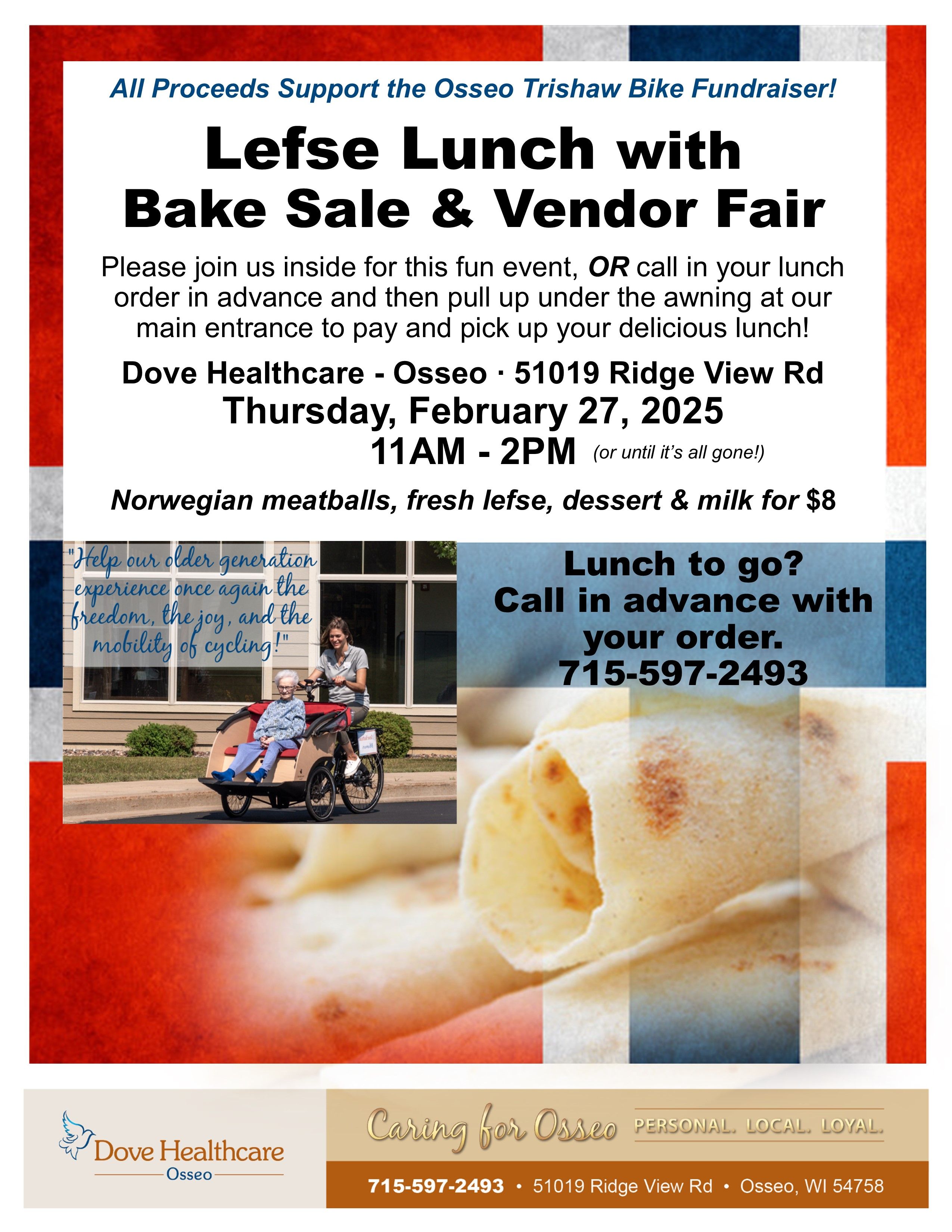 Lefse Lunch with Bake Sale & Vendor Fair in Osseo, WI